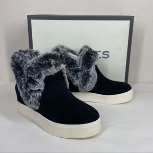 J Slides Fur Trim Booties